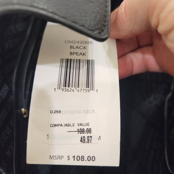 Steve Madden Structured FAUX leather Lined Tote,Black Womens OS - Picture 7 of 14